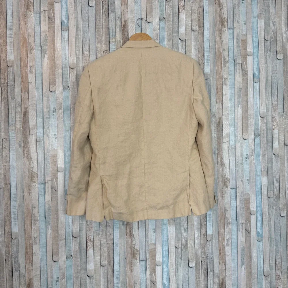 Murano L Baird McNutt 100% Linen Blazer Mens Tan Two Button Sport Coat Jacket